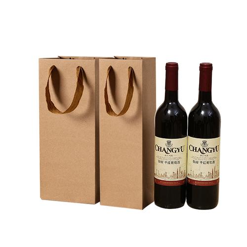 现货加厚牛皮纸红酒袋单双支葡萄酒礼品手提袋手拎红酒纸袋批发